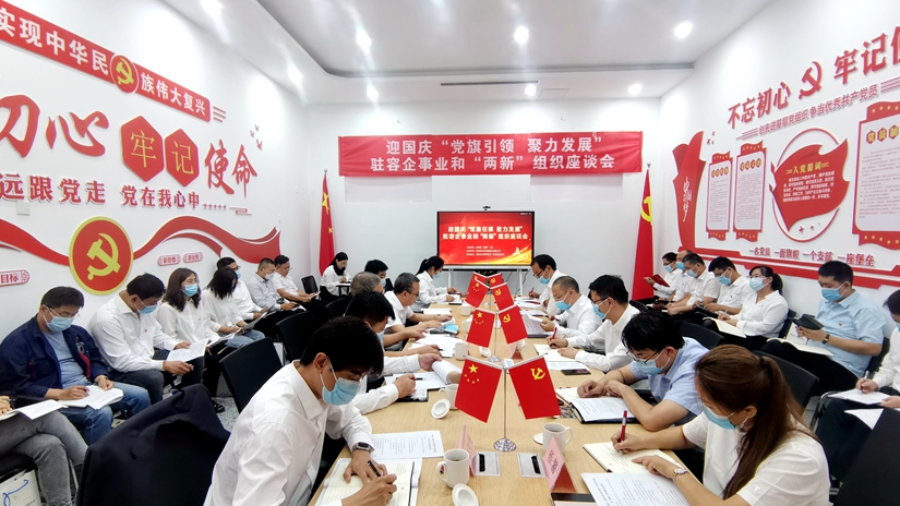 迎国庆“党旗引领、聚力发展”驻容企事业和“两新”组织座谈会召开